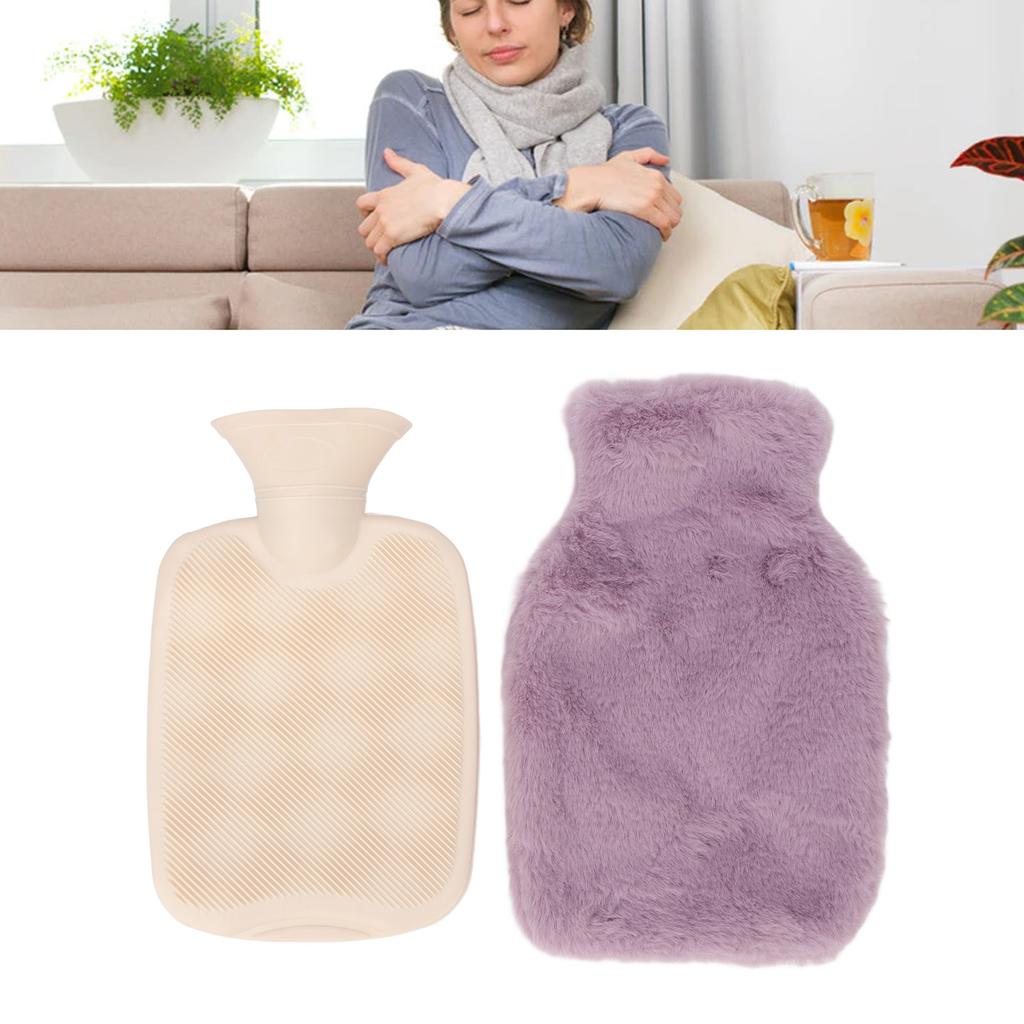 PVC Hot Water Bag with Soft Plush Cover Leakproof Winter Warm Bed Warmer Water Bag 1000ml