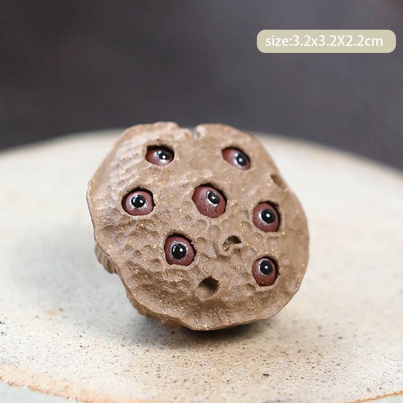 Yixing Handmade Sculpture Purple Clay Tea Pet Lotus Seed Model Figurine Ornaments Desktop Art Tea Ceremony Decors Accessories