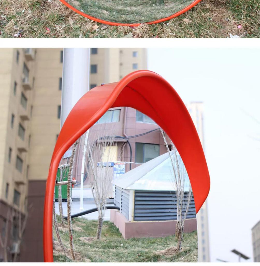 Reflective Convex-Concave Safety Mirror for Indoor/Outdoor Traffic and Garage Corners