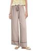 Casual Loose High Waist Solid Straight Hollow Out Wide Leg Cropped Pants For Women
