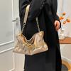 Luxury Retro Belt Buckle Shoulder Bag Soft Pleated Handbag Solid Color Elegant Women's Underarm Bag Fashion Versatile Clutch Bag