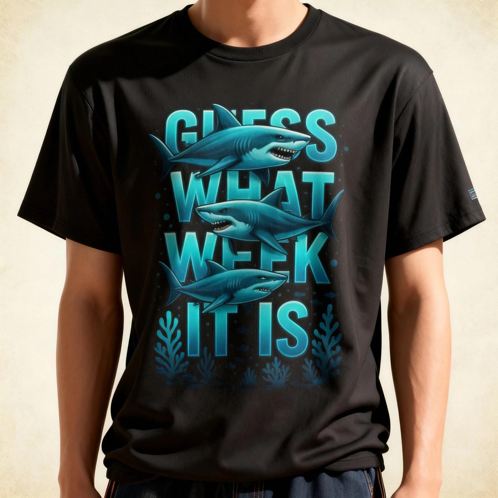 Guess What Week It Is Funny Summer Shark Awareness Support T-Shirt 3XL