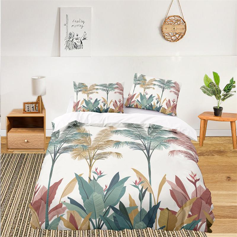 Soft Floral Bedding Set For Kids Girls Adults Leaves Flowers Branch Print Duvet Cover Set Quilt Cover Pillowcases Bedroom Decor