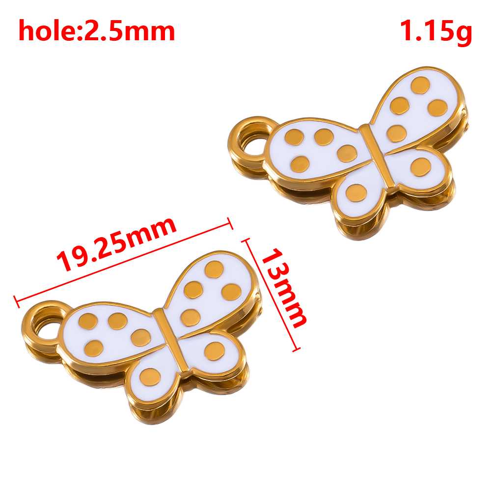 2pcs Stainless Steel Flower Pendant Cute Butterfly Love Heart Bow Design Necklace Earring Charm for Jewelry Making Birthday Gift