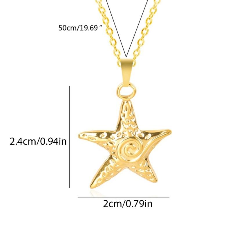 Star Necklace Y2K for Teen Girls Women Starfish Pendant Summer Jewelry Starfish Ocean Sea-Life Necklace Clavicle Chain