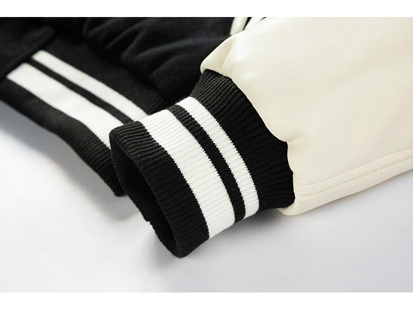 Men's Autumn/Winter Fashion Baseball Jacket - Wool & PU Sleeve Casual Outerwear