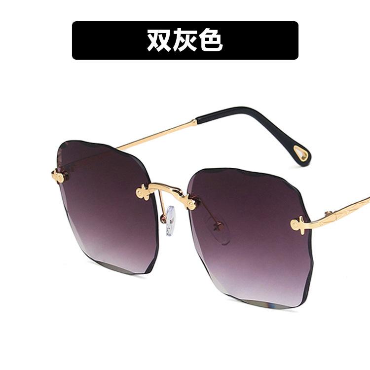Frameless sunglasses trimmed women's new trendy Internet celebrity retro sunglasses UV protection sunglasses