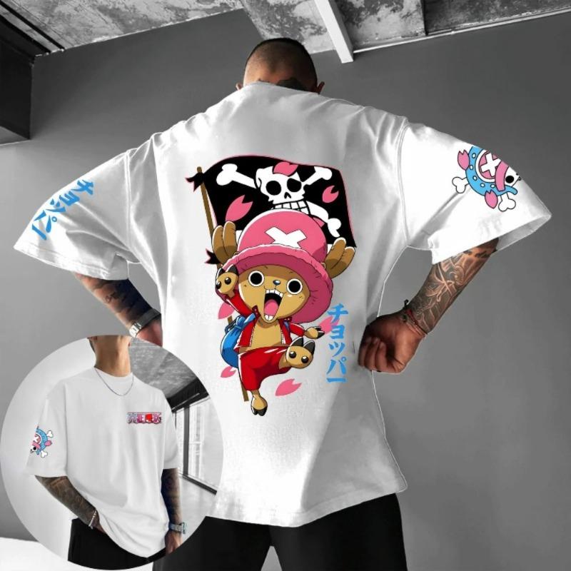 ONE PIECE New Unisex Cotton T-shirt Tony Tony Chopper 2026 Summer Harajuku Anime Printed Large Loose Parent Short Sleeve S
