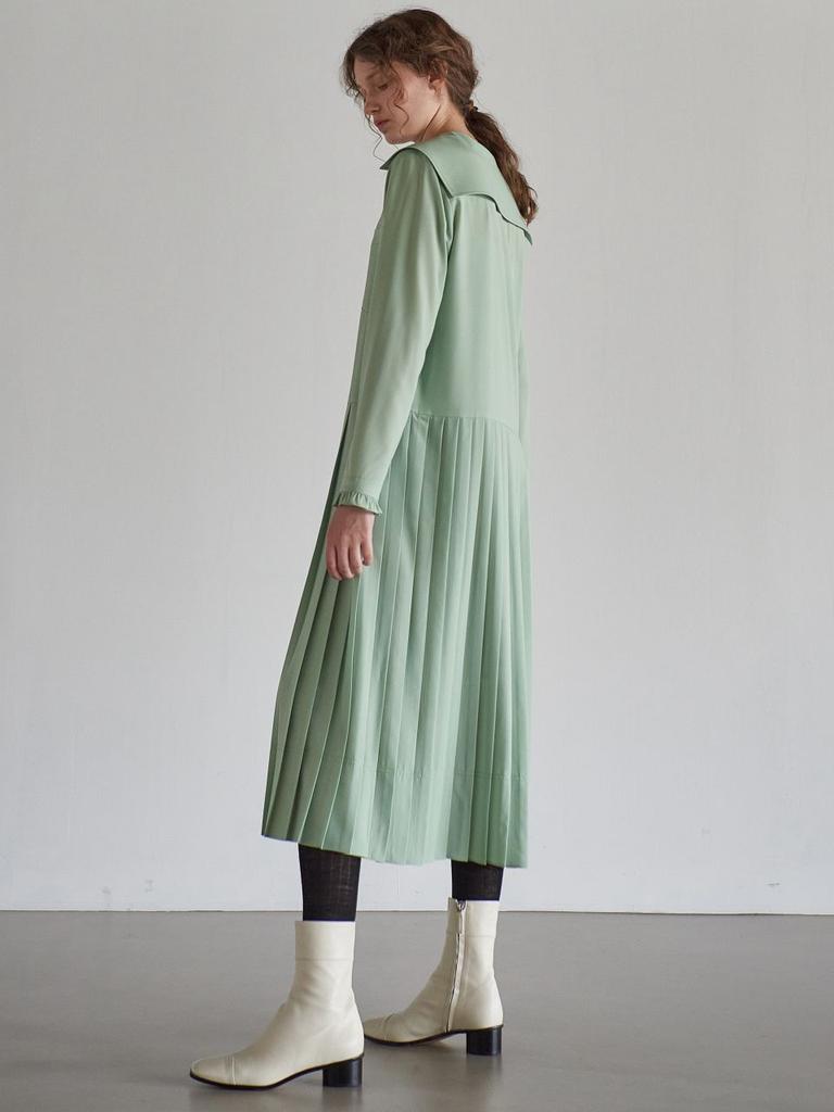 Mite Sailor Stitch Pleats Dress_Mint Green