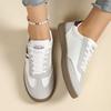 Women's Lace Up Sneakers - Low Cut All Season Shoes with PU Cushioned Sole, Lightweight Daily Walking Shoes