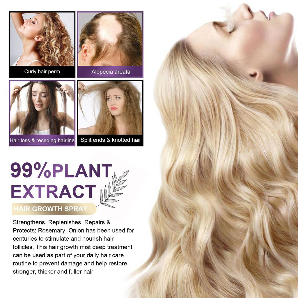 EELHOE Spray capillaire oignon romarin Hydratation profonde Cuir chevelu Lisse & Brillant Spray revitalisant pour cheveux