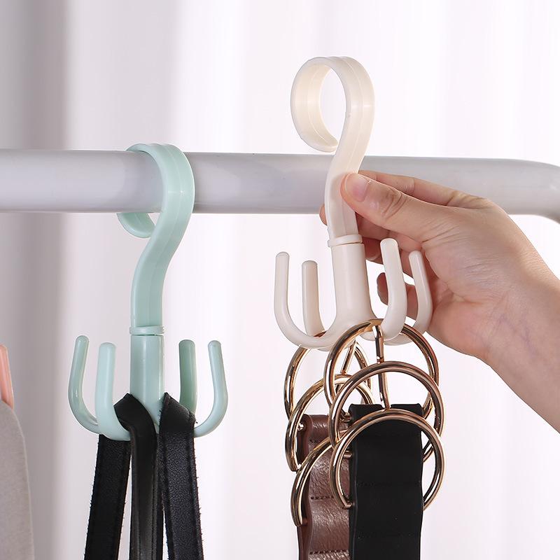 Four-claw Hook, Multi-functional and Rotatable, Scarf and Bag Storage Rack, Non-drilling Plastic Hook, Thickened Coat and Hat Hook