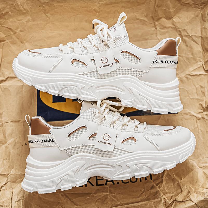 Men's autumn new breathable mesh shoes men's trend versatile platform white shoes men's sports and leisure shoes