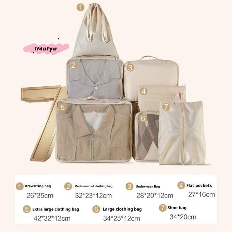7Pcs Travel Storage Bag Set Luggage Organizer with Clothing Shoe Underwear Toiletry Sorting Bags for Easy Packing And Neatness