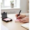 Sticky Note Holder, Reble Self-Stick Sticky Note Stencil and Holder for 3x3 Inch Notes, Suitable for Office Home (Black, 5 Templates)