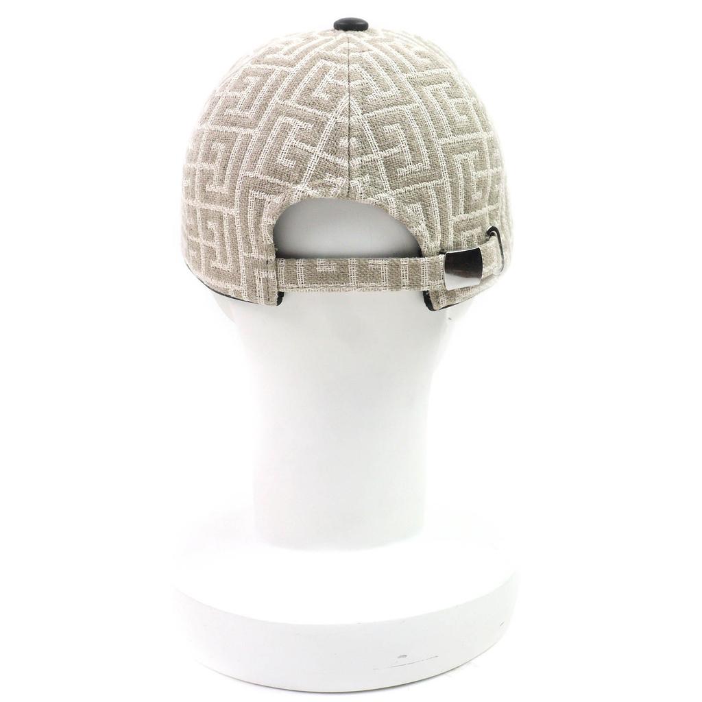 Excellent BALMAIN Cap Monogram Jacquard Baseball Cap Hat Beige Linen Mens  Used
