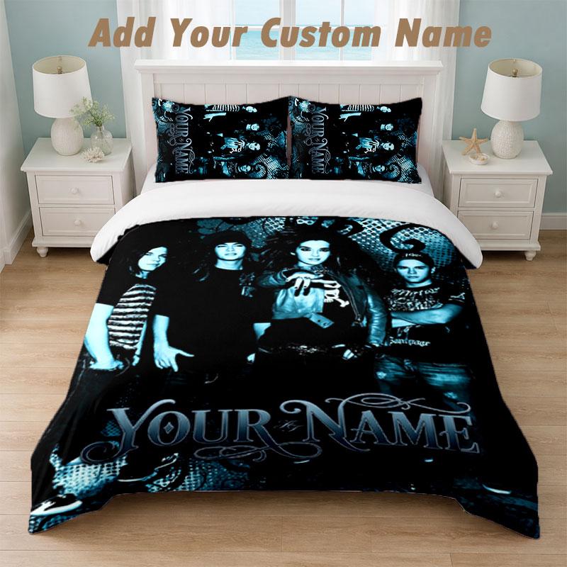Bedding Set 1 Duvet Cover 2 Pillowcases Tokio Hotel Print Soft Bed Linen Bedroom Decor