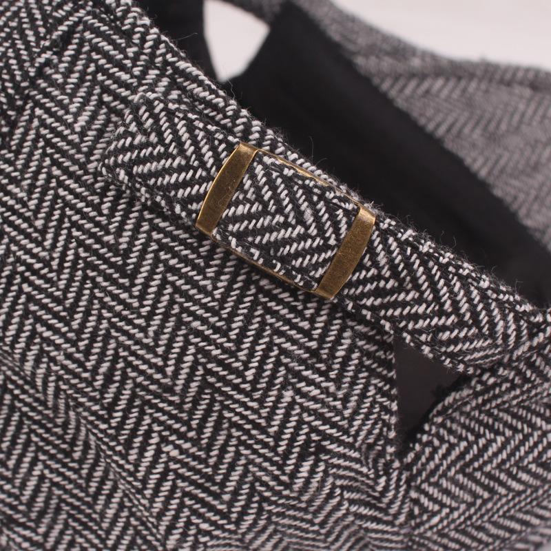 Hut Herren Baskenmütze Fischgrätenmuster Ni Entenzungenhut Mittelalterlicher Hut Herbst und Winter Schirmmütze