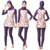 Frauen Muslimische Bademode Badeanzug Druck Badeanzug 3-teilig Mit Kappe Beachwear Frauen Bademode Langarm Hosen Sport Konservative