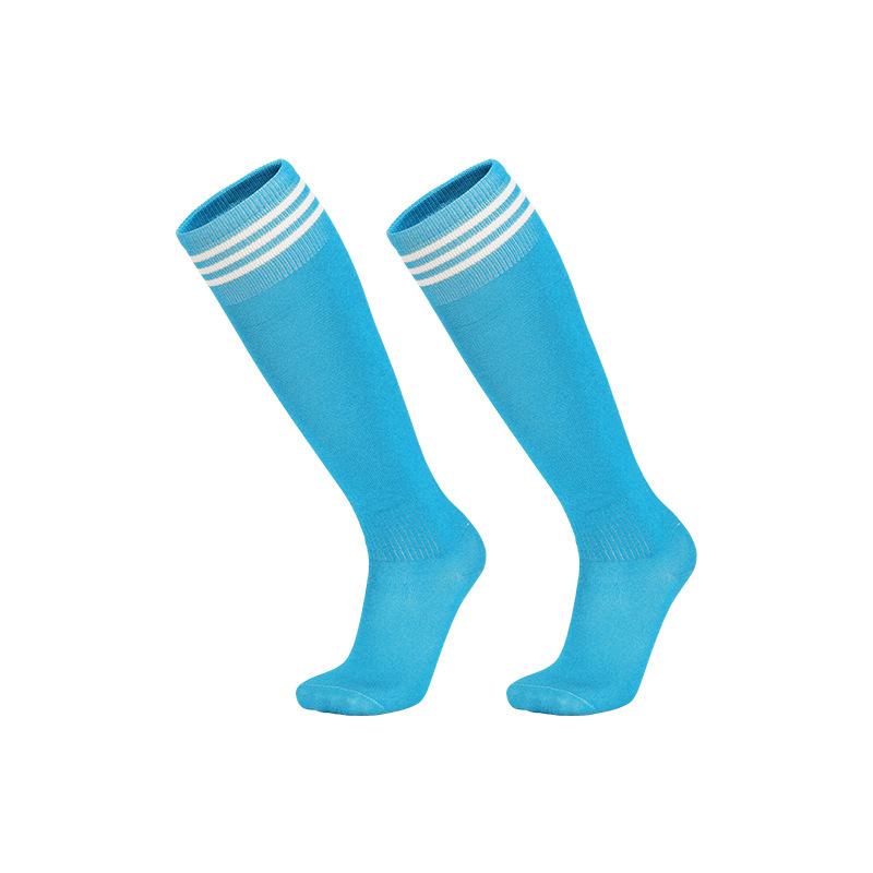 Тонкие высокие футбольные носки Спортивные носки для взрослых Дышащие Впитывающие пот Тренировочные чулки Носки на трех полюсах M size (suitable for shoe sizes 34-38)2PCS небесно-голубой