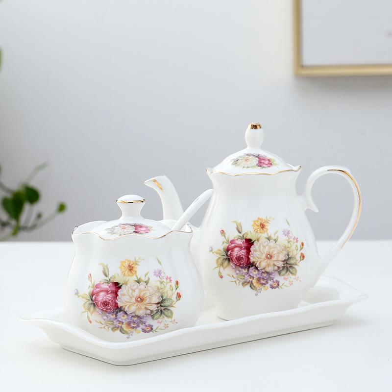 Lotus Ceramic Condiment Jar Set for Salt, Sugar, Soy Sauce, and Vinegar