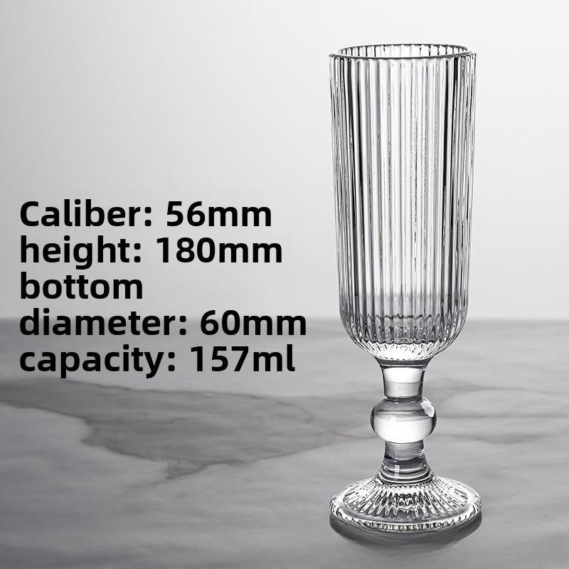 American Short BarwareStem Striped Red Wine Glass Set with Wide Mouth for Ice Cream and Hotel