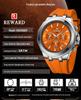 Men's Quartz Watch with Silicone Band, Multifunctional Design, Three Subdials, Six Hands, and Calendar.