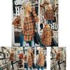 Vintage Plaid Shirt For Women With Polyester Blend Long Sleeve Casual Style