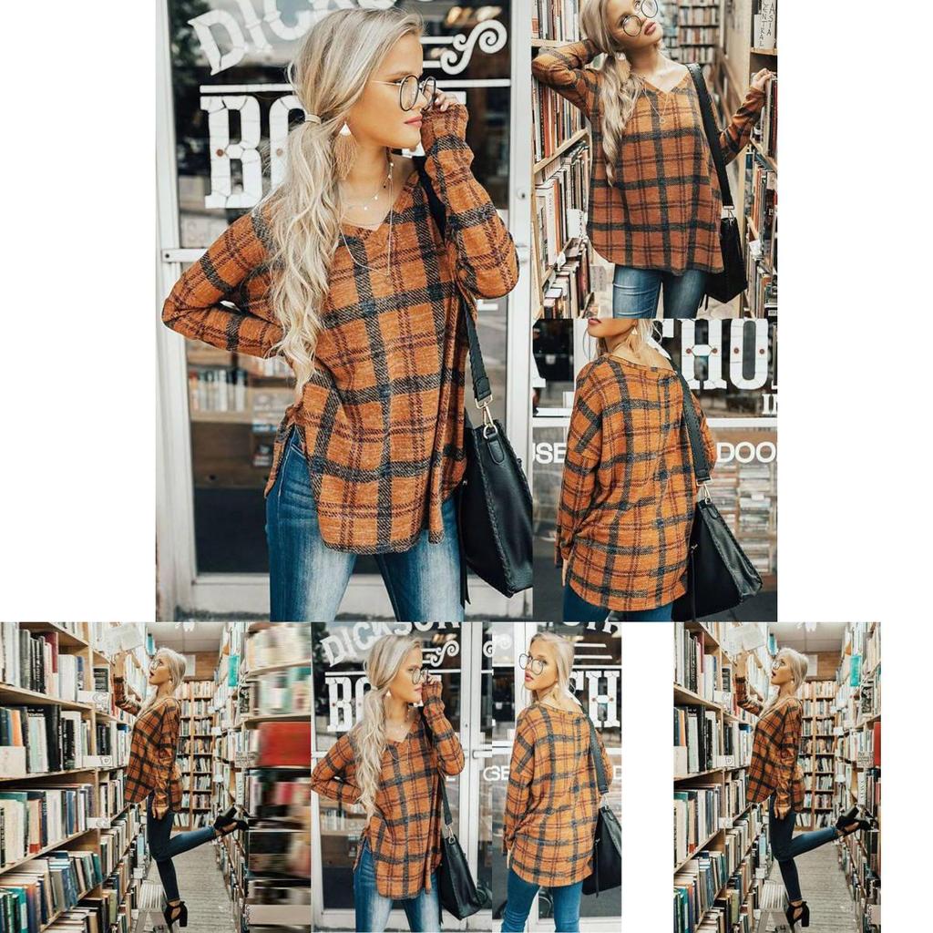 Vintage Plaid Shirt For Women With Polyester Blend Long Sleeve Casual Style