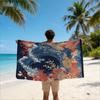 Japanese Wave Ocean Beach Towel Vintage Nautical Coral Print Microfiber Quick Dry Oversized Beach Blanket for Summer Pool