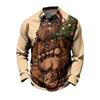 Men's Casual Quick-Dry Mesh Golf Shirt Long Sleeve Top with Christmas Print