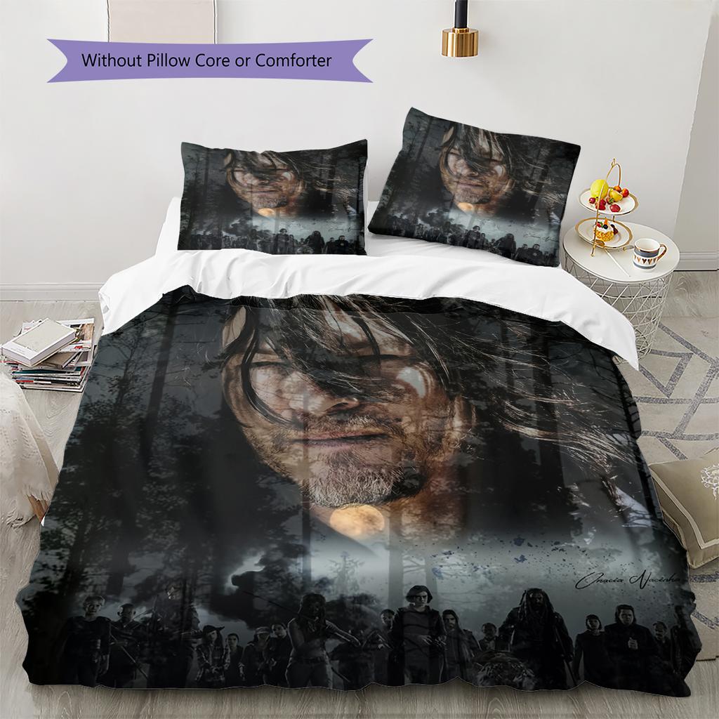 Povlečení s motivem The Walking Dead Domácí dekorace Narozeninový dárek (1 * povlak na peřinu + 2 * povlak na polštář, bez jádra)