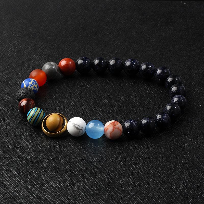 Universe Galaxy Eight Planets Bracelets Solar System Guardian Star Natural Stone Beads Bangles for Women Jewelry Drop Shipping