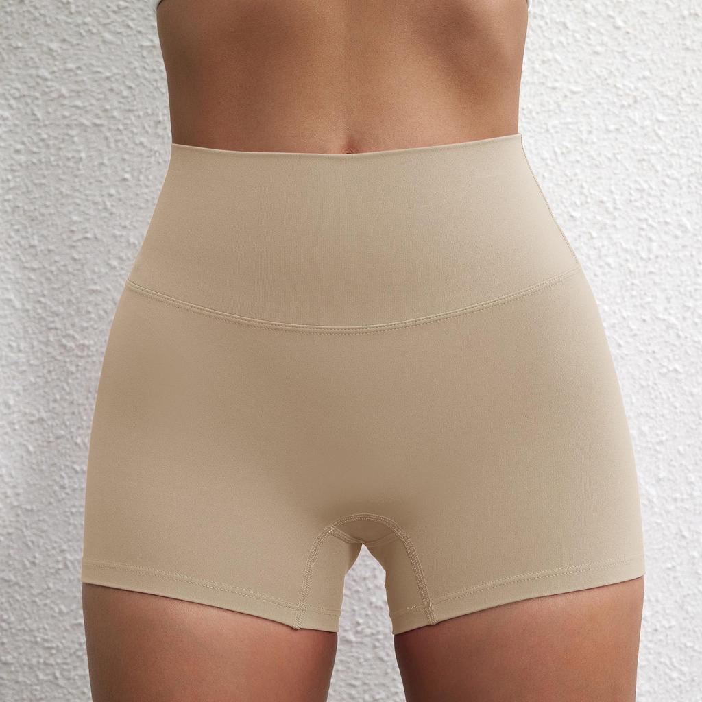 Plain Color High-Stretch Yoga Shorts - Soft, Three-Quarter Length Base Layer