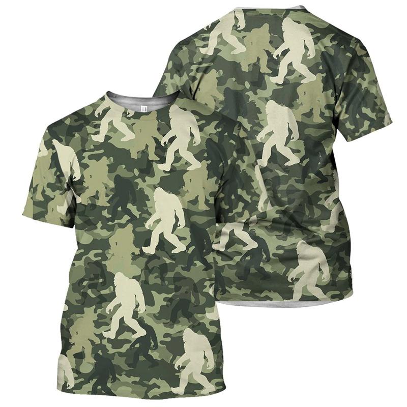 Forest Camouflage 3D Print T-shirt For Men Casual Short Sleeve Round Neck T Shirt Camo Summer Street Outdoor Sports Loose Tees
