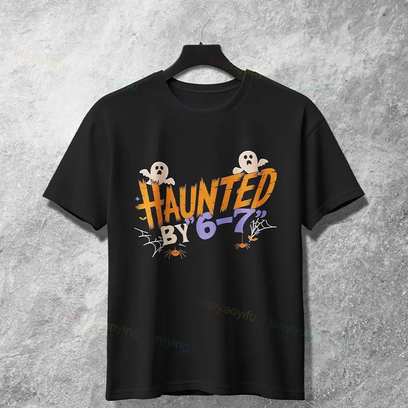 

Haunted by 67 Ghost Spooky Season Graphic Tee Breathable Cotton Short Sleeve TShirt for Unisex Women 4XL