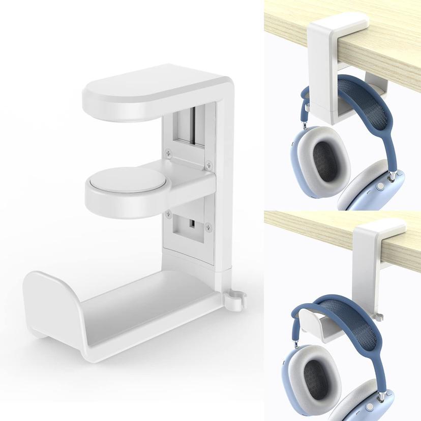 VIKEFON No Punch Table Clip Hook Держатель для наушников Вращающийся на 360 градусов держатель для наушников Подвесной для Bose Sony Airpods Max белый
