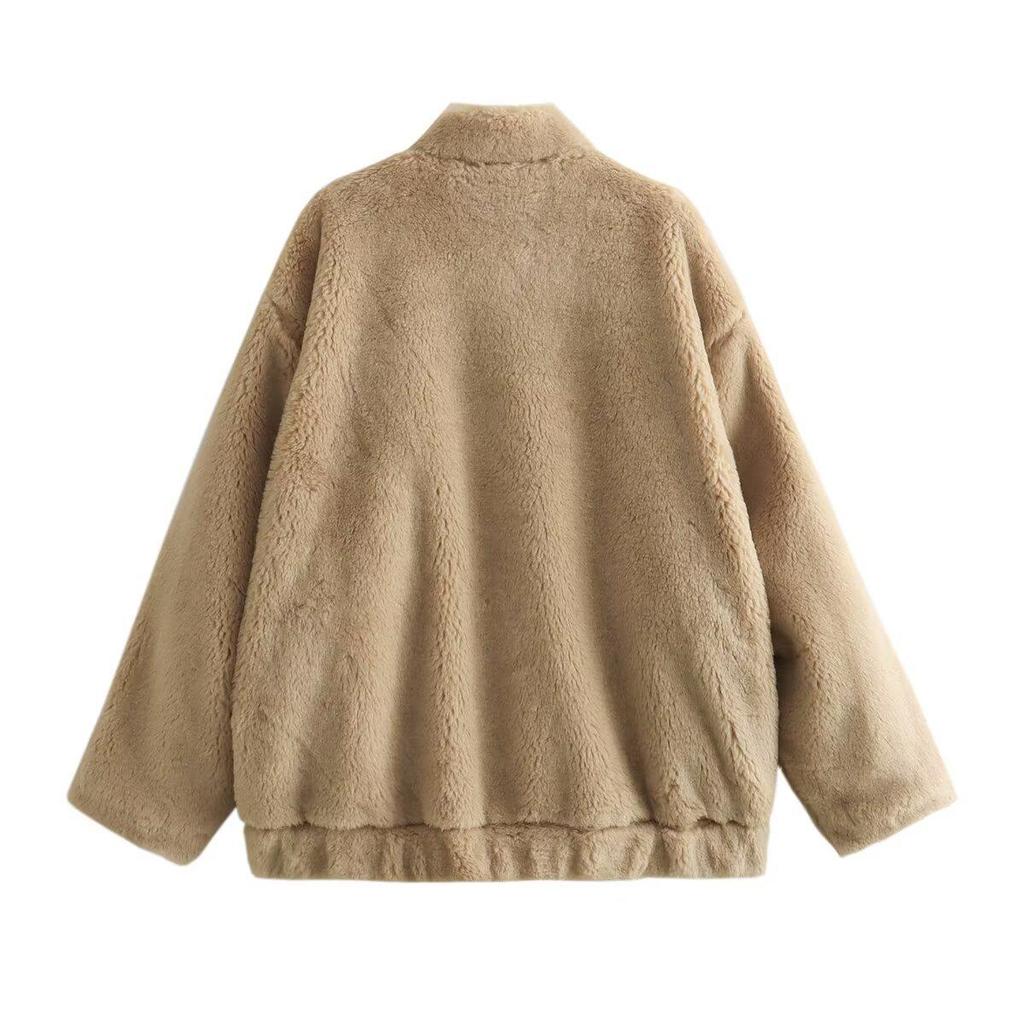 2024 Autumn/Winter Women's Cozy Casual Fleece Bomber Jacket