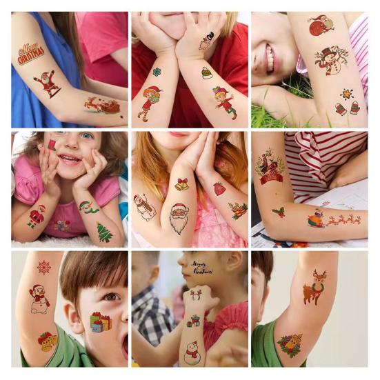 10/12/30 Fogli Tatuaggi Temporanei Natalizi Tatuaggio Finto per le Vacanze Adesivi per Corpo Viso Decorazione Fai da Te per Compleanno Regali per Feste in Casa