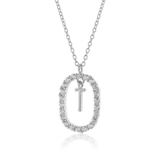 925 Sterling Silver Gold 26 Letters A -Z Alphabet Initial Long Chain Necklace Ovals Luxury Jewelry Crystal Cz Choker