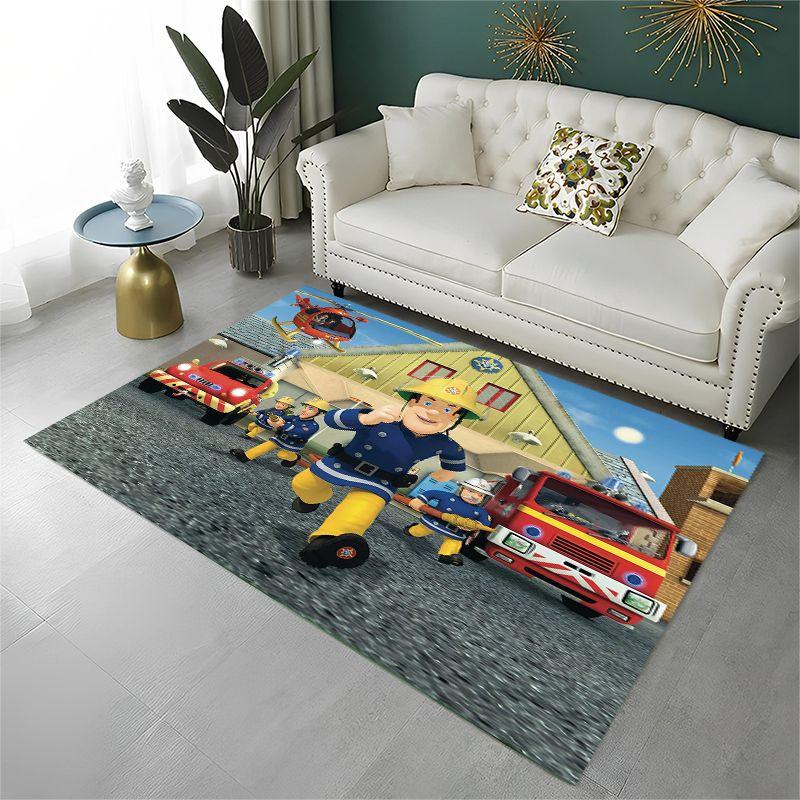 Cartoon Fireman Sam Non-Slip Area Rug for Living Room,Bedroom,Playroom,Soft Carpet Floor Mat Home Decor Rug Room Gift