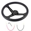 14in Universal Car Steering Wheel PU Leather Aluminium Alloy W Horn Button ModifiedBlack