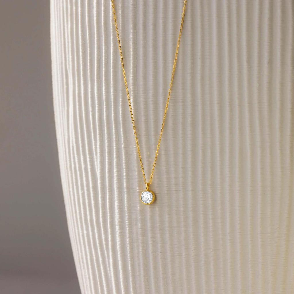 Zlatý titanový diamantový náhrdelník 18K - Nerezová ocel, Nevybledne, Všestranný řetízek na klíční kost s prémiovým přívěskem