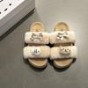 Soft Cute Suede One-word Fluffy Shoes for Women To Wear Autumn and Winter New Fashion Casual Thick-soled Cotton Slippers