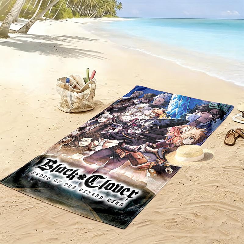 Anime Black Clover Print Beach Towel, Large Soft Quick Dry Towel for Beach Camping Swimming