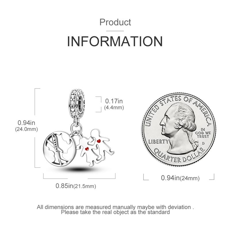 Genuine Charm Copper Global World Couple Pendant Fits Charm Plata Bracelet For Women Jewellery Crafting DoItYourself Beautiful Gift