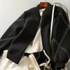 Chic Black Women's Bomber Jackets High Street Jacket Spring Autumn Bomber Long Sleeves Casual Baseball Cropped Jacket