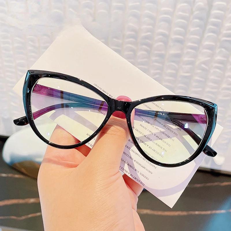 Cat Eye Anti Blue Light Glasses Blocking Computer Glasses Men Women Super Light Frame Eyeglasses Pink Clear