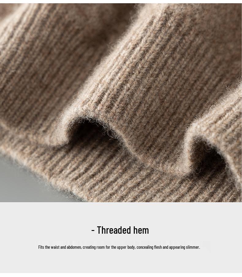 Men's Wool Round Neck Sweater - 2025 Fall/Winter Fashion Knitwear, Casual Loose Fit, Thickened Base Layer