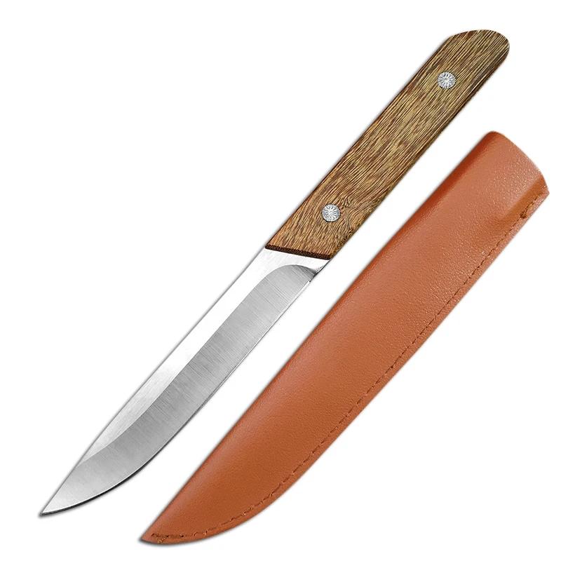 Mutfak Maket Bıçağı Paslanmaz Çelik Soyma Bıçağı Ahşap Saplı Barbekü Biftek Kesme kemiksi saplı bıçak
